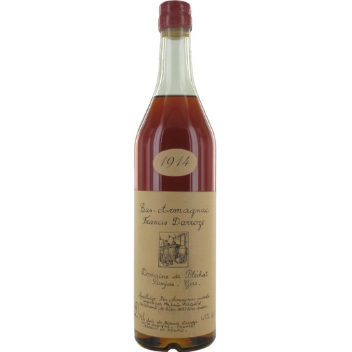 [ARMA 1914 DARR  AB] BAS-ARMAGNAC,AOC,Domaine de Pléchat,45°,Francis Darroze
